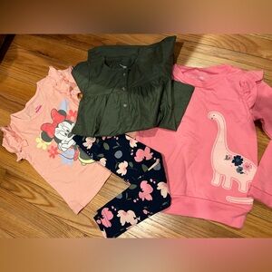 Cute Dinosaur and Floral Girls' Outfit Set bundle nwt size 4T